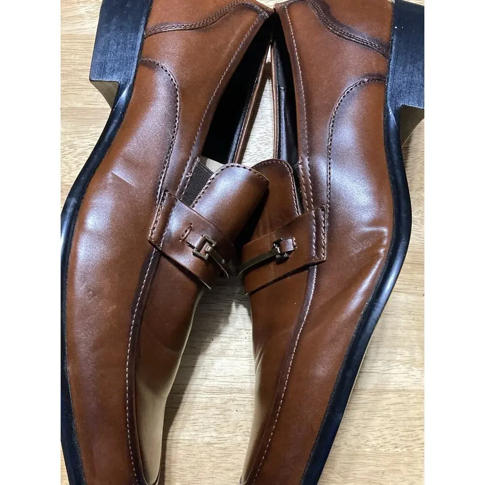 Kenneth‎ Cole Brock Loafers Mens 11 Brown Leather Slip On Dress Shoes